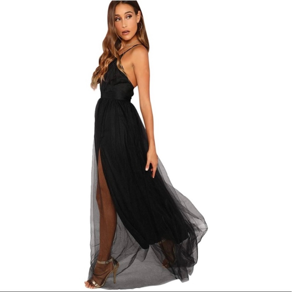 Womens black maxi dress.